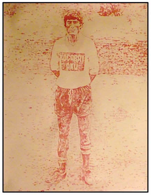 Borga Kantürk, "Hrant" from the series "Jot This Down Too", 2012. Figure drawing with red carbon paper on colored paper, 65 x 50 cm. 