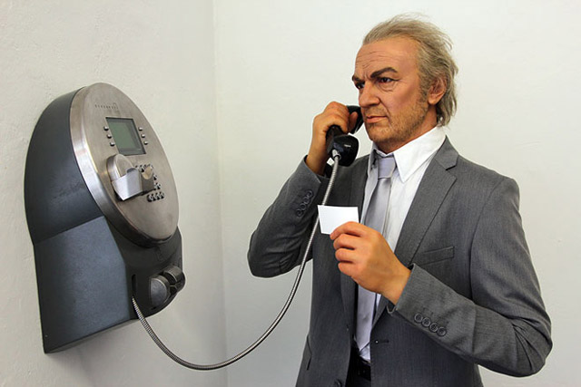 Halil Altındere, Telephone Call from Istanbul, 2012. Life-sized wax sculpture, telephone (Detail).