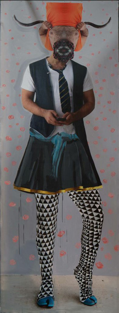 Rokni & Ramin Haerizadeh and Hesam Rahmanian, Fetish 4, 2014, Mixed-media on canvas, 403 x 153 cm.
