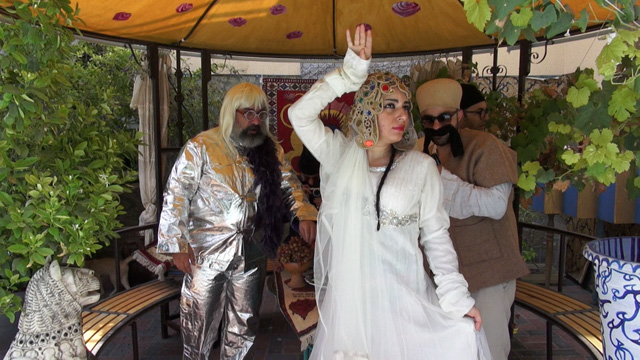 Chay-e-IRAN, 2013, Video 37 mins (approx.) Cooperative work Rokni Haerizadeh, Ramin Haerizadeh and Hesam Rahmanian. Courtesy the artist and Gallery Isabelle van den Eynde, Dubai. 