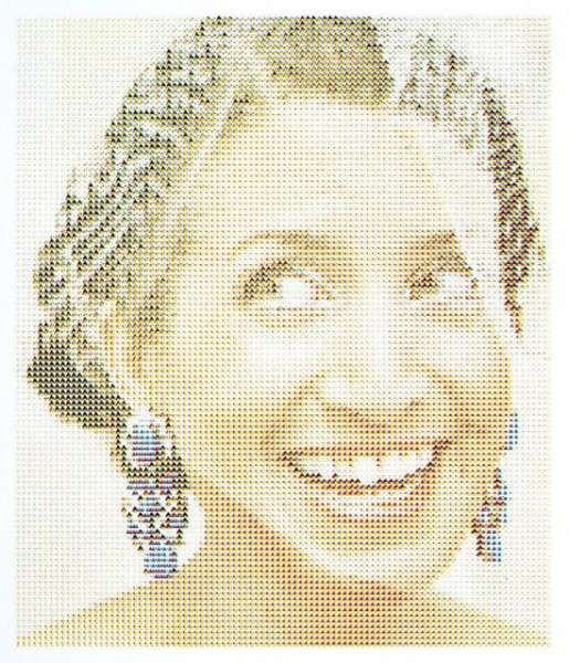 Paolo Cirio, Caitlin Hayden, 2015. Acrylic paint on canvas, 91x106 cm. 