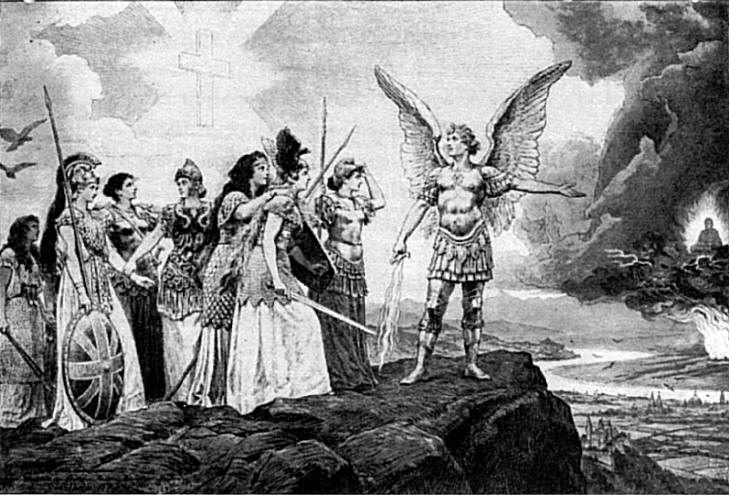 The depiction of "Yellow Peril" comissioned by Kaiser Wilhelm to Hermann Knackfuss.