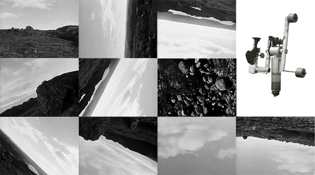 A collage made using a photograph by Joyce Wieland and images from the Michael Snow's film La Région Centrale, by Naci Emre Boran.