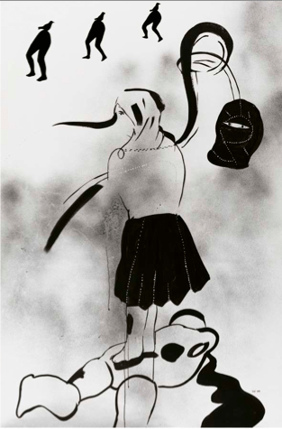 İnci Eviner, Don’t Worry, You’ll Be Fine, 2005. Ink and collage on paper, 161 x 107 cm. 